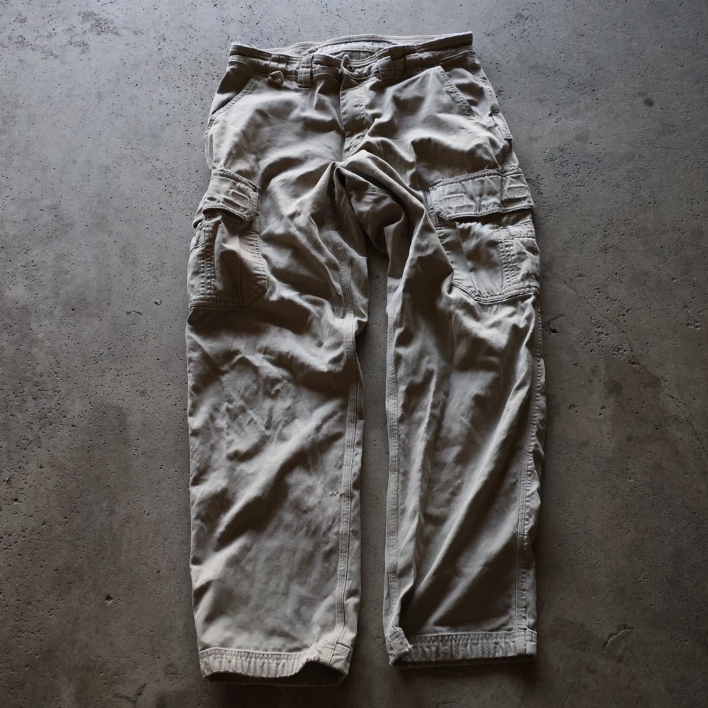 Duluth Trading Flex Fire Hose Cargo Work Pants Mens Size 34x34 Khaki Relaxed Fit